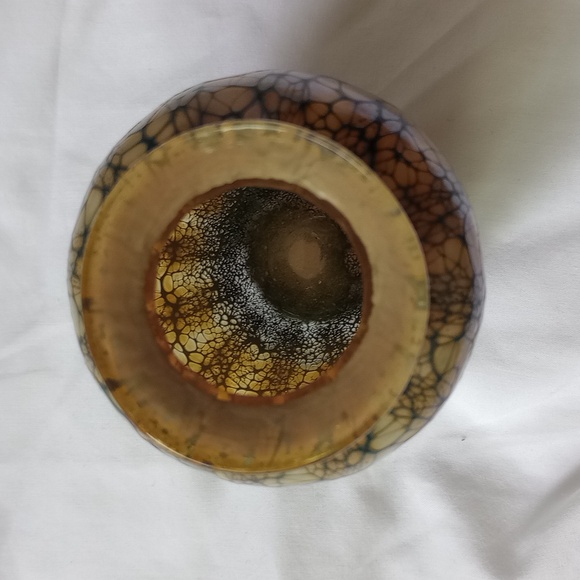 Hand blown Crackle Glass Vase - Picture 2 of 4